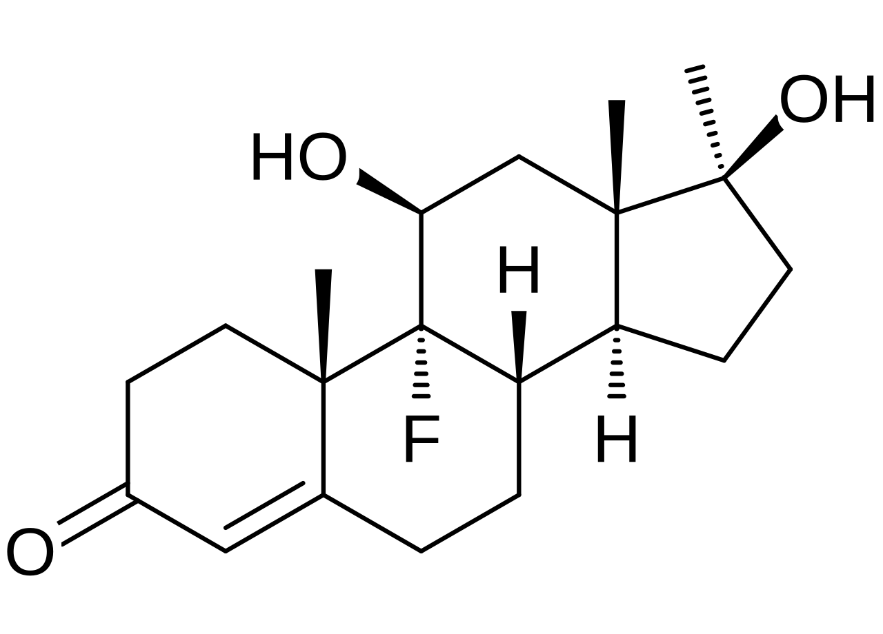 Chemical structure of Fluoxymesterone, the active ingredient in Halotestin.