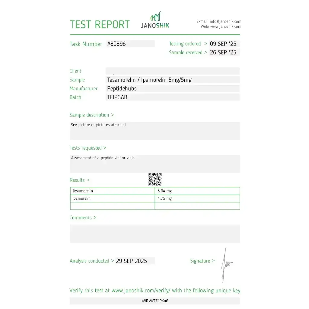 Tesamorelin 5 mg/Ipamorelin 5 mg Tesamorelin 5 mg/Ipamorelin 5 mg
